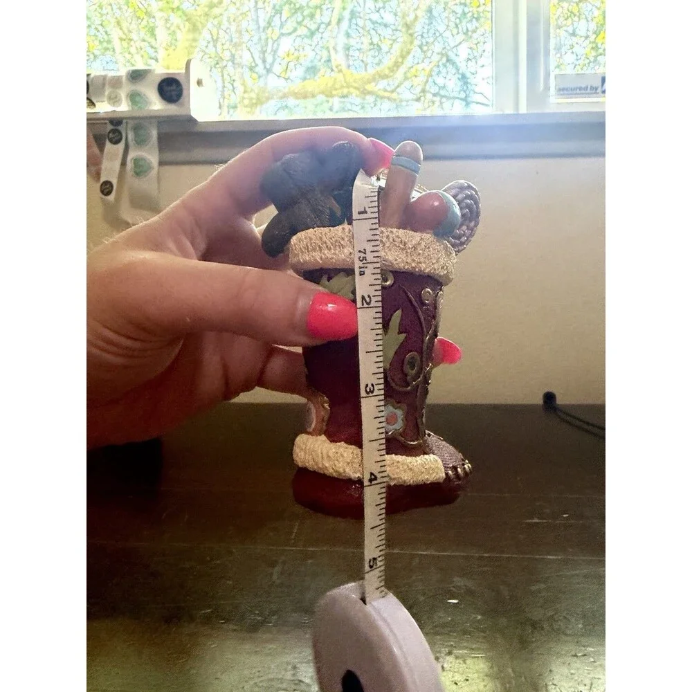 Vintage Santa Boot With Toys Ceramic 4” Unique Christmas Ornament